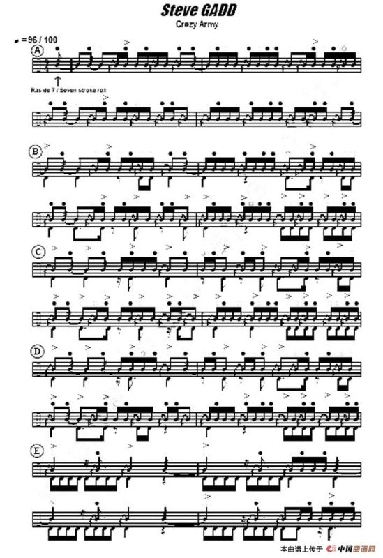 Steve Gadd - crazy army（鼓谱）