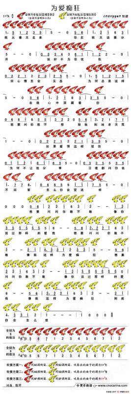 为爱痴狂（十二孔陶笛谱）