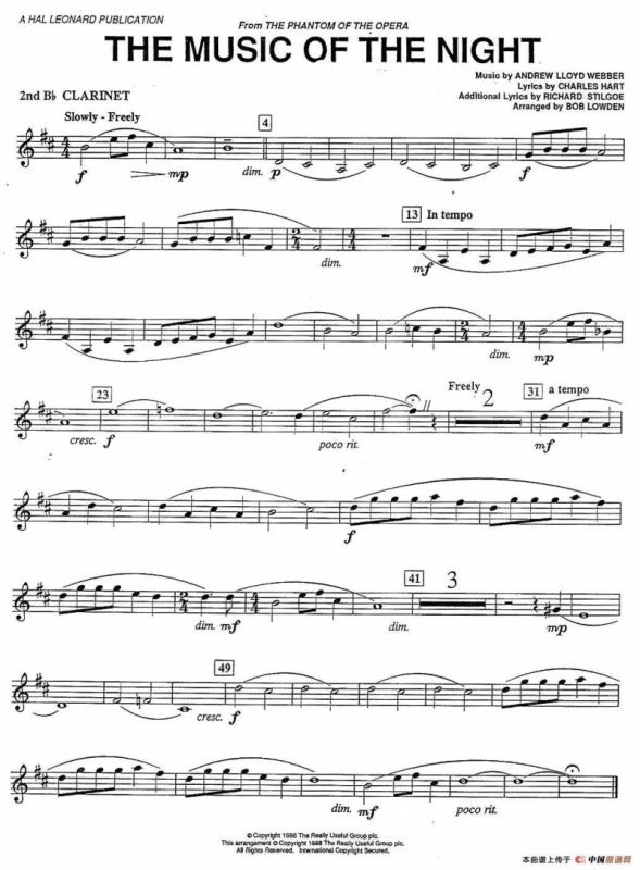 THE MUSIC OF THE NIGTH-CLARINET（单簧管三重奏分谱）