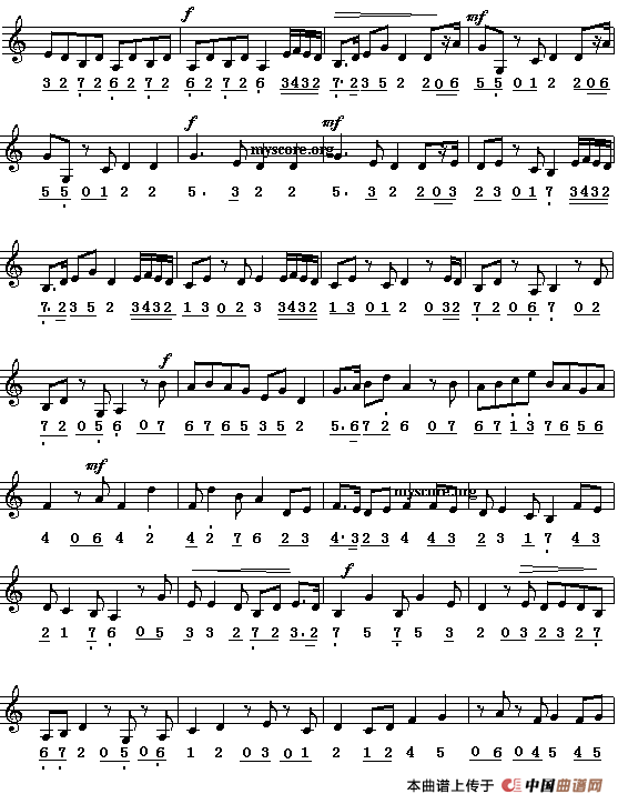 赛龙夺锦（广东音乐名曲主旋律、线简谱混排版）