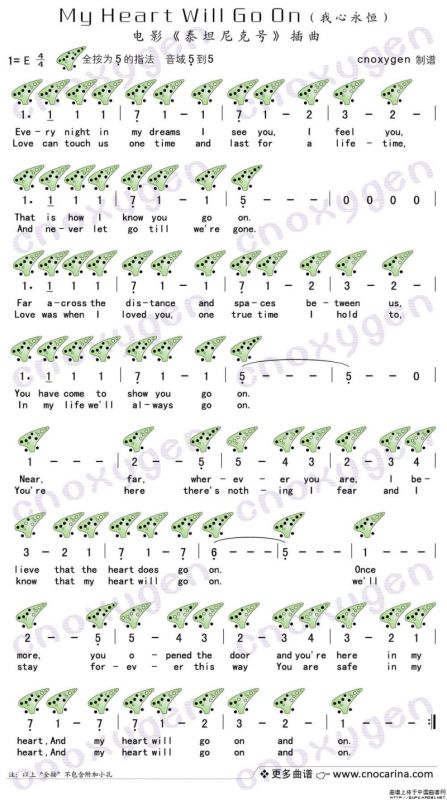 My Heart Will Go On（我心永恒）（陶笛谱）