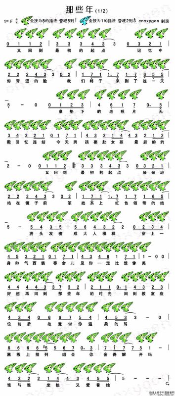 那些年（电影《那些年我们一起追的女孩》插曲、十二孔陶笛谱）