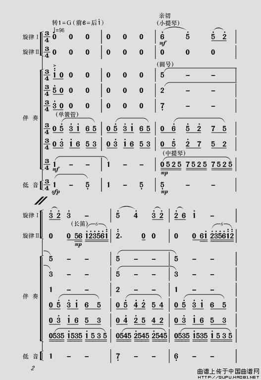 现代舞剧《白毛女》全剧主旋律乐谱之序曲