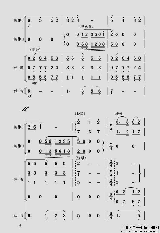 现代舞剧《白毛女》全剧主旋律乐谱之序曲