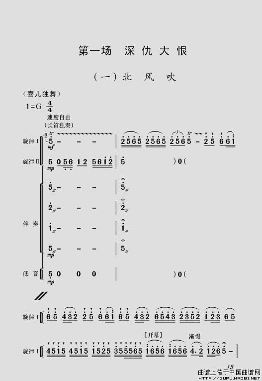 现代舞剧《白毛女》全剧主旋律乐谱之第一场 深仇大恨