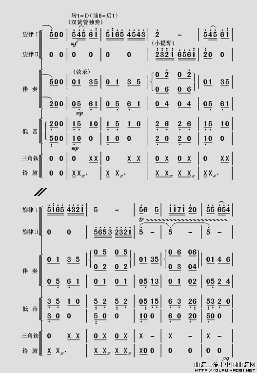 现代舞剧《白毛女》全剧主旋律乐谱之第一场 深仇大恨