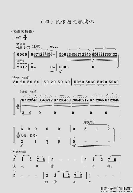 现代舞剧《白毛女》全剧主旋律乐谱之第一场 深仇大恨