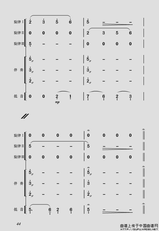 现代舞剧《白毛女》全剧主旋律乐谱之第一场 深仇大恨