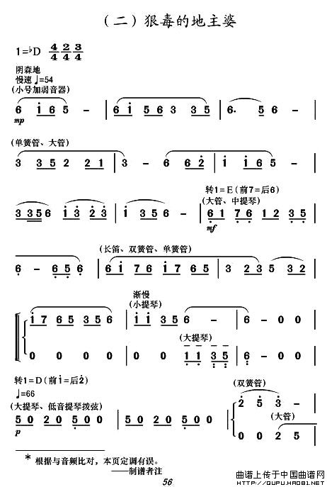 现代舞剧《白毛女》全剧主旋律乐谱之第二场 冲出虎狼窝