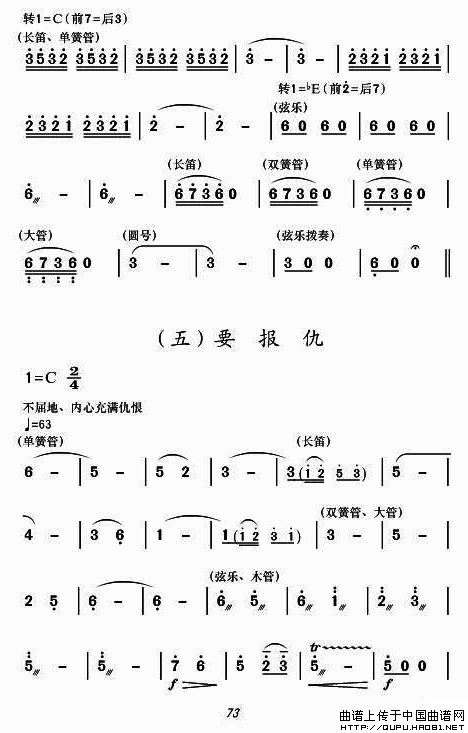 现代舞剧《白毛女》全剧主旋律乐谱之第三场 要报仇