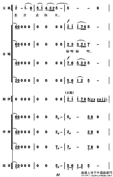 现代舞剧《白毛女》全剧主旋律乐谱之第四场 盼东方出红日