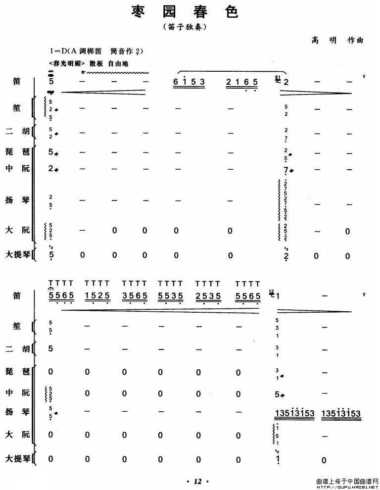 枣园春色（笛子+伴奏总谱）