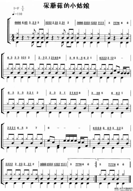 采蘑菇的小姑娘（摇滚乐鼓谱）