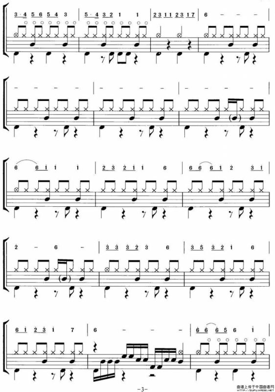 大阪城的姑娘（摇滚乐鼓谱）