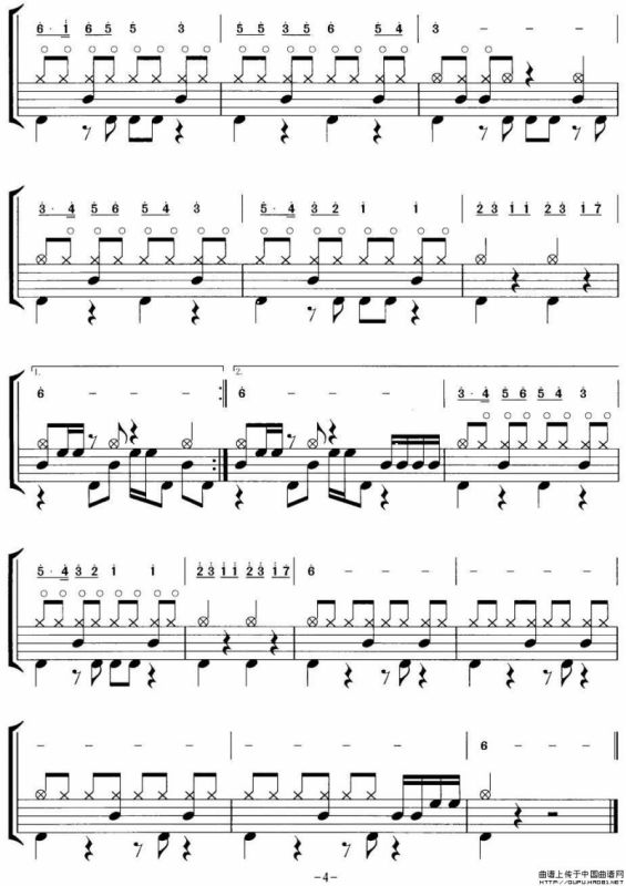 大阪城的姑娘（摇滚乐鼓谱）