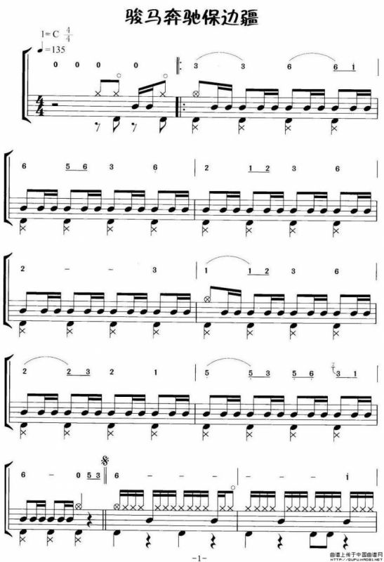 骏马奔驰保边疆（摇滚乐鼓谱）