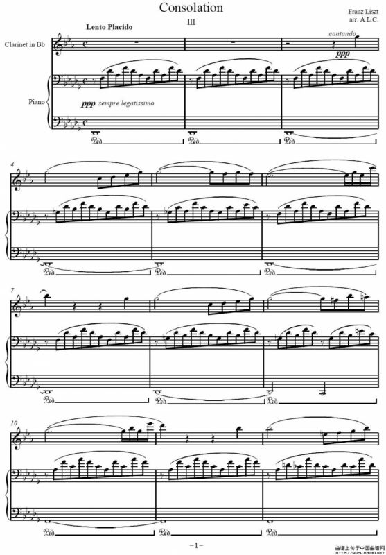 Consolation No.3 （李斯特第三安慰曲）（单簧管+钢琴伴奏）