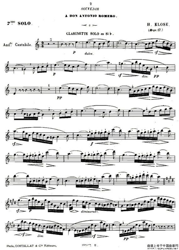 Klose Souvenir a Romero（单簧管）