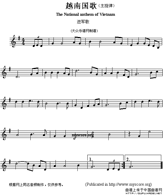 各国国歌主旋律：越南（The national anthem of Asian countries）