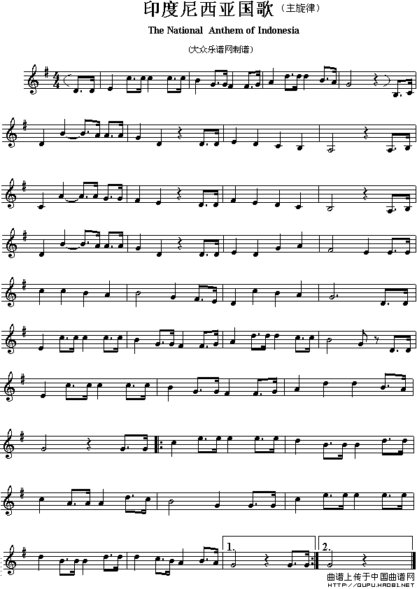 各国国歌主旋律：印尼（The national anthem of Asian countries）