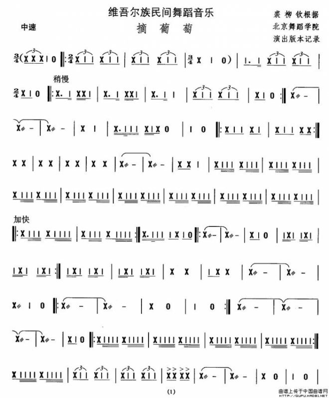 中国民族民间舞曲选（十)维吾尔族舞蹈：摘葡）