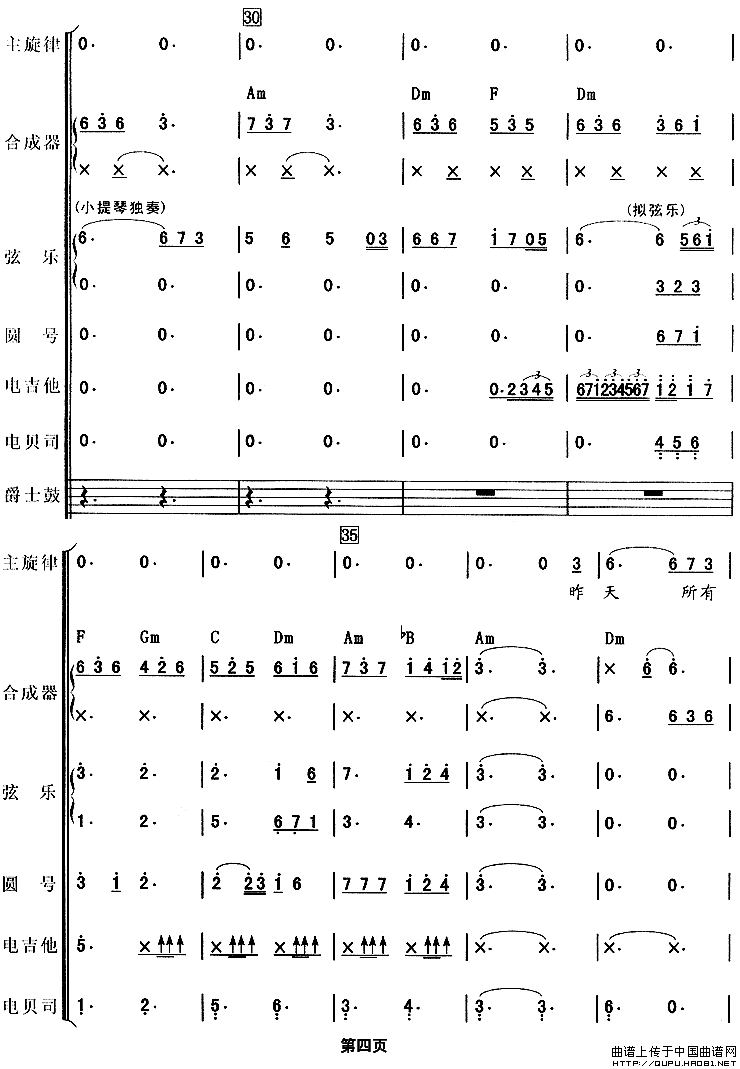 从头再来（吉特巴、电声乐队总谱）
