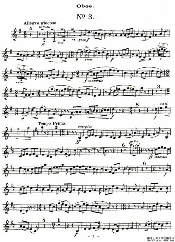 QUINTET.No1.（双簧管+弦乐五重奏、双簧管分谱）