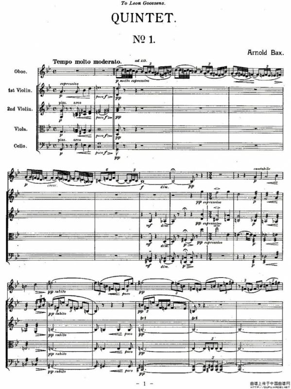 QUINTET.No1.（双簧管+弦乐五重奏第一乐章、总谱）