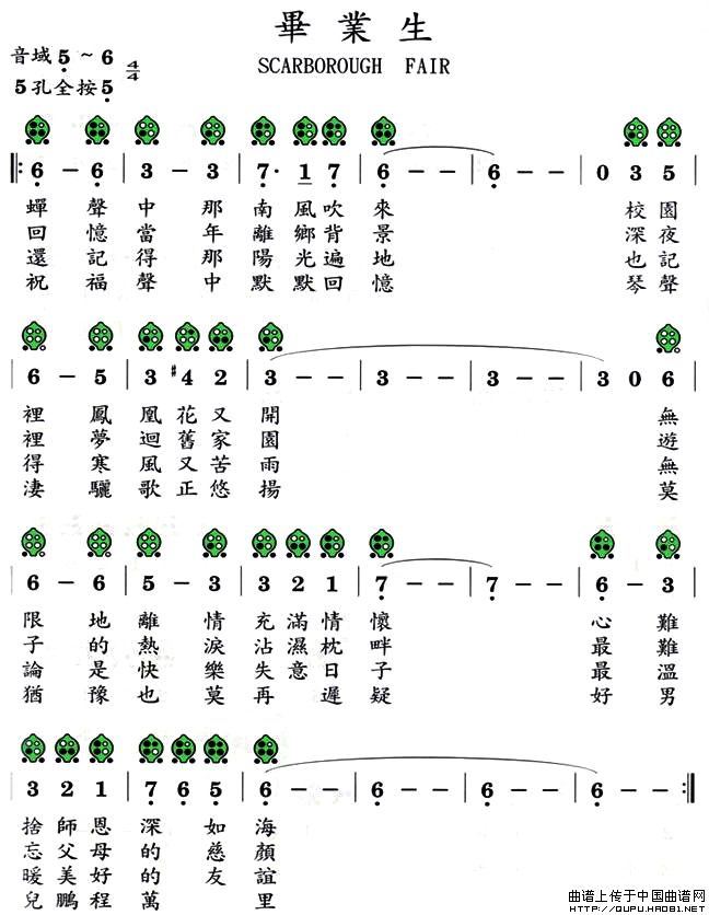 毕业生（六孔陶笛谱）