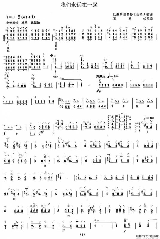 柳琴考级曲目八级：我们永远在一起