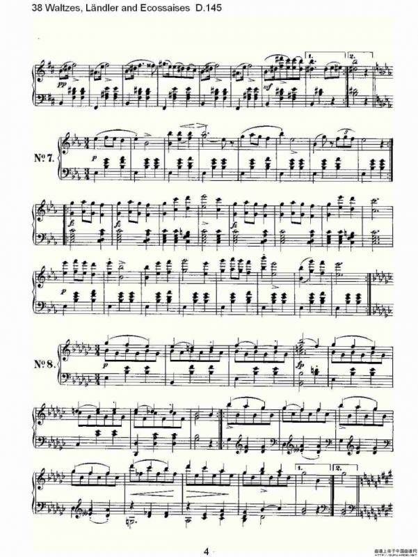 38华尔兹舞曲, L?ndler and Ecossaises D.145