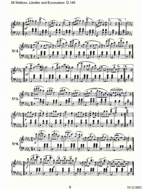 38华尔兹舞曲, L?ndler and Ecossaises D.145