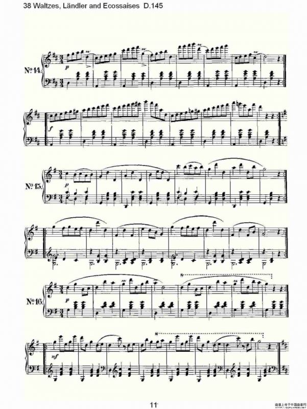38华尔兹舞曲, L?ndler and Ecossaises D.145