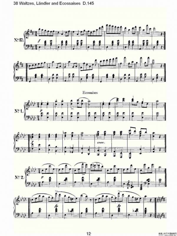 38华尔兹舞曲, L?ndler and Ecossaises D.145