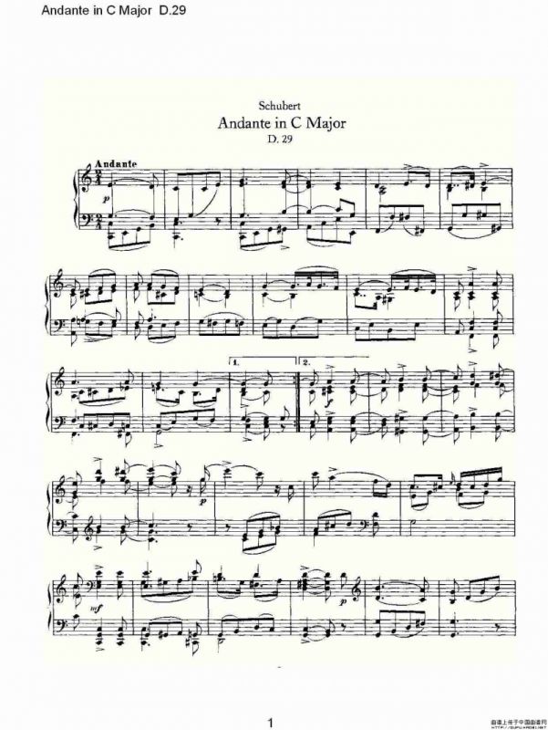 Andante in C Major D.29（C大调行板D.29）