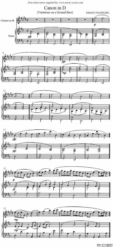 Canon in D（卡农 单簧管+钢琴伴奏）