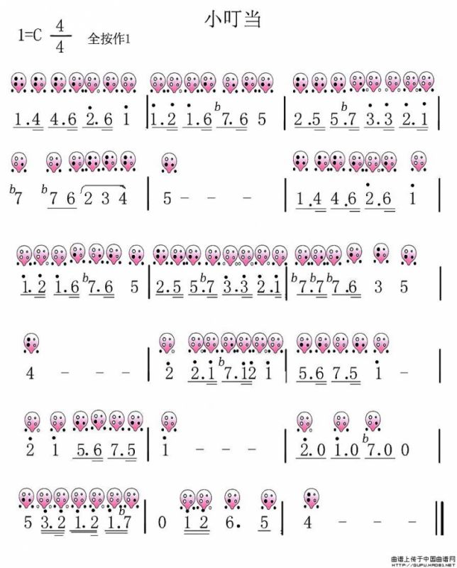 小叮当（《哆啦A梦》主题曲）（ 六孔陶笛谱）