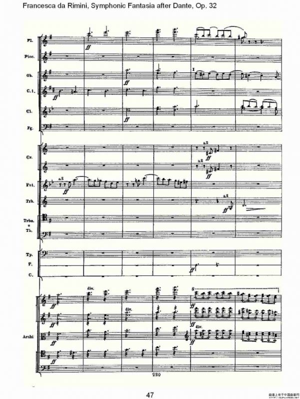 Francesca da Rimini, 但丁幻想曲Op.32 第一部（二）