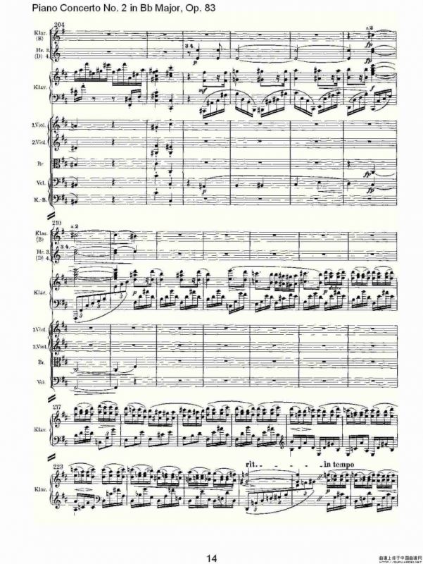 Bb大调钢琴第二协奏曲, Op.83第四乐章