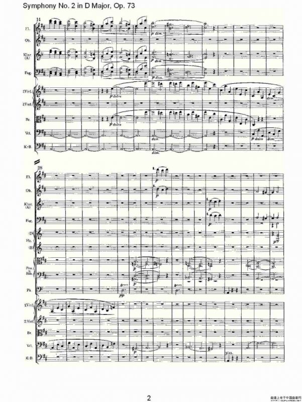 D大调第二交响曲, Op.73第一乐章