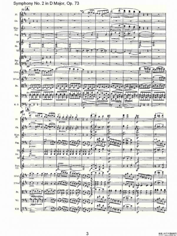 D大调第二交响曲, Op.73第一乐章