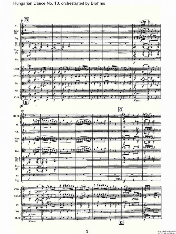 第十匈牙利舞曲 勃拉姆斯管弦乐曲式