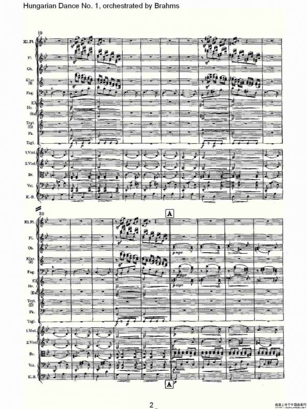 第一匈牙利舞曲 勃拉姆斯管弦乐曲式