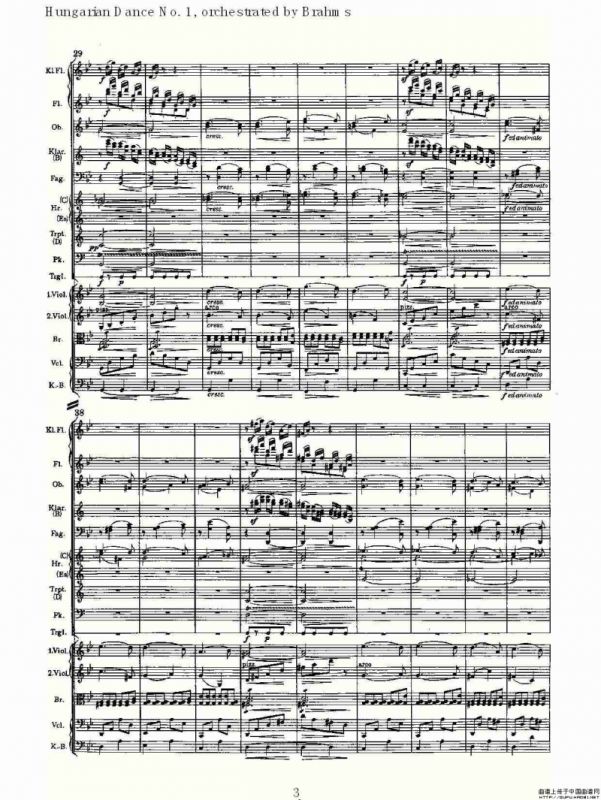 第一匈牙利舞曲 勃拉姆斯管弦乐曲式