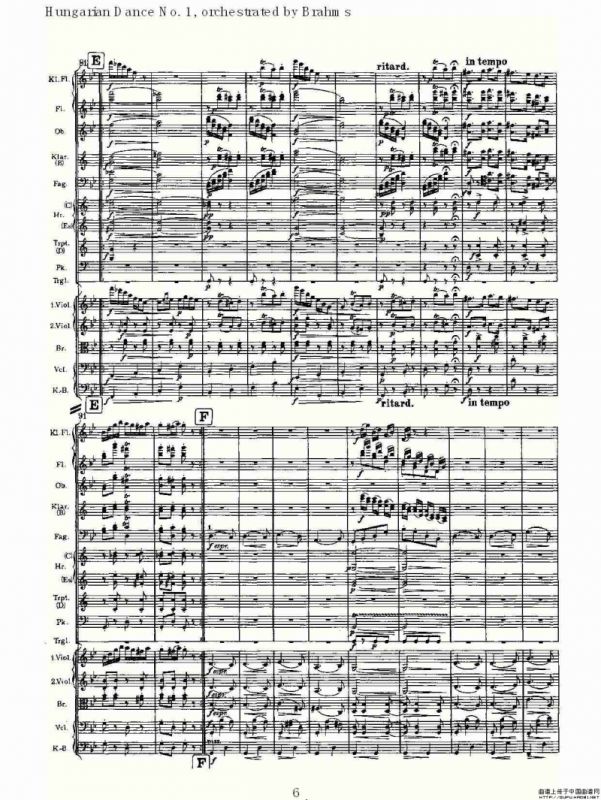 第一匈牙利舞曲 勃拉姆斯管弦乐曲式