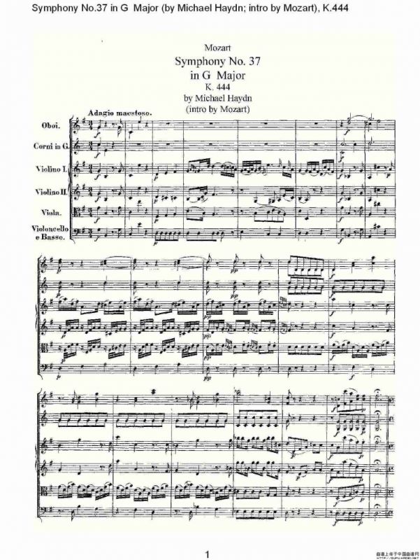 Symphony No.37 in G Major（G大调第三十七交响曲K.444）