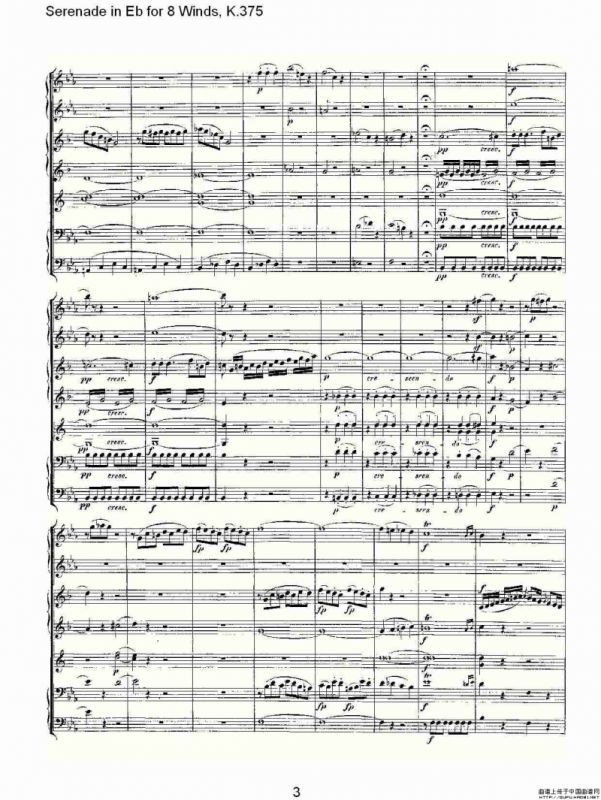 Serenade in Eb for 8 Winds, K.375（Eb调8管乐小夜曲, K.37）
