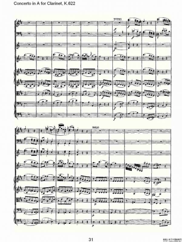 Concerto in A for Clarinet, K.622（A调单簧管协奏曲, K.62）