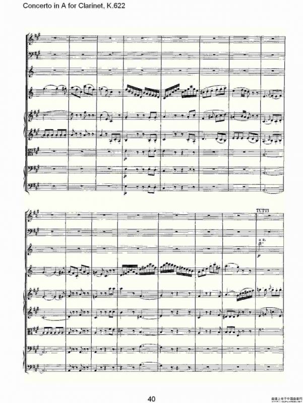 Concerto in A for Clarinet, K.622（A调单簧管协奏曲, K.62）