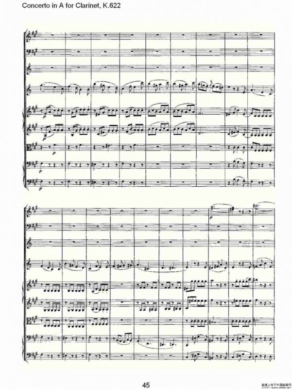 Concerto in A for Clarinet, K.622（A调单簧管协奏曲, K.62）